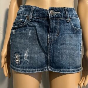 Decree Distressed Jean Mini-Skirt